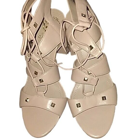 Vince Camuto Beige Leather Lace Up Heels - Picture 4 of 6